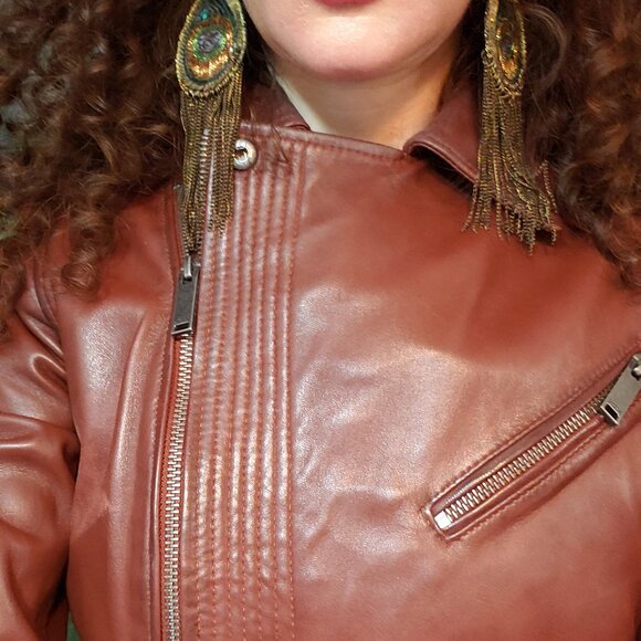 Beaded, Sequined, Silk and Brass Dangling Earrings from Paris - Picture 6 of 6